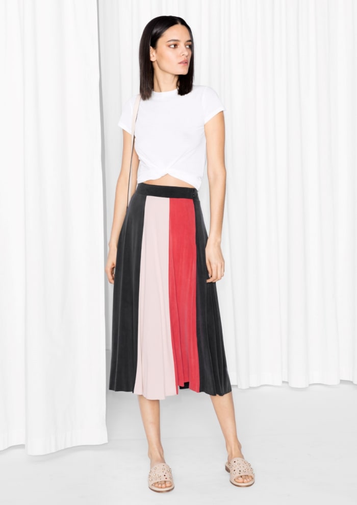 Gemma Can't Stop Eyeing This Color-Block Skirt - Fashionista