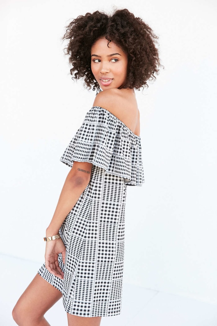 Cooperative Gingham Ruffle Off-The-Shoulder Mini Dress, $34.99 (from $69), available at UrbanOutfitters.com.