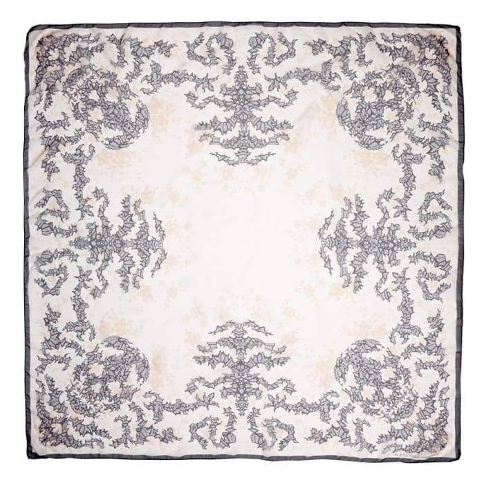 Alexander McQueen Lacy Skulls Scarf, $385.00, available at The Met Store.