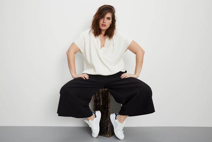 A Universal Standard top and MYNT 1792 culottes available on Coverstory. Photo: Coverstory/Jesse Dreyfus