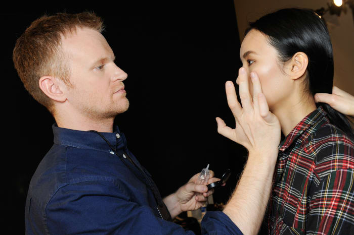 Makeup artist Benjamin Puckey at Costume National's fall 2015 runway show in Milan. Photo: Matteo Valle/Getty Images
