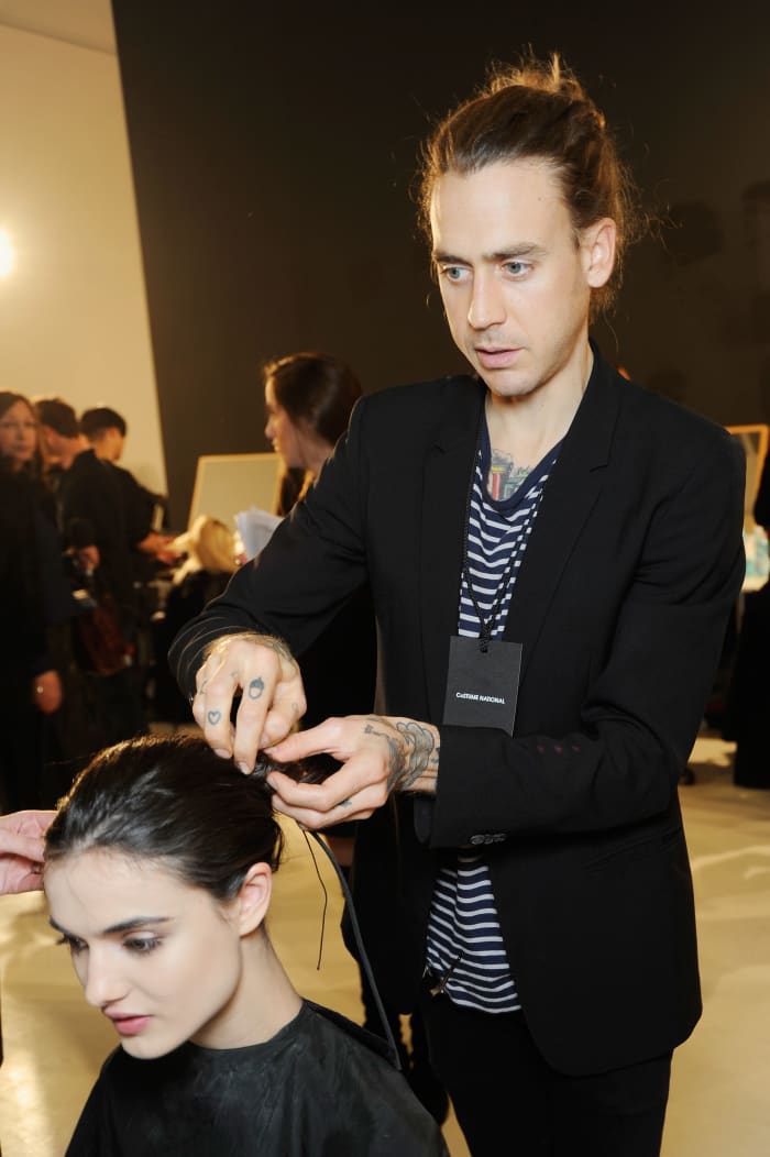 Hairstylist James Pecis at Costume National's fall 2015 runway show in Milan. Photo: Matteo Valle/Getty Images