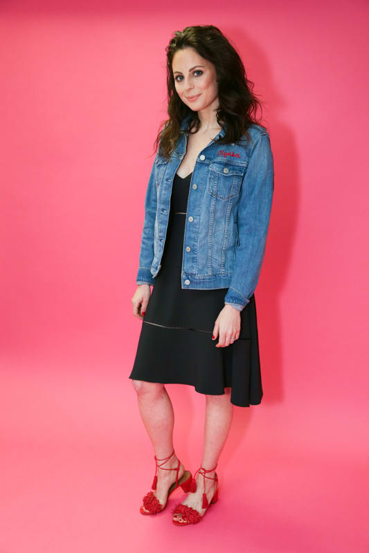 Alyssa wears Maiyet's Long Sleeve v-neck Flare Dress in Navy. Photo: Nina Frazier Hansen/Fashionista