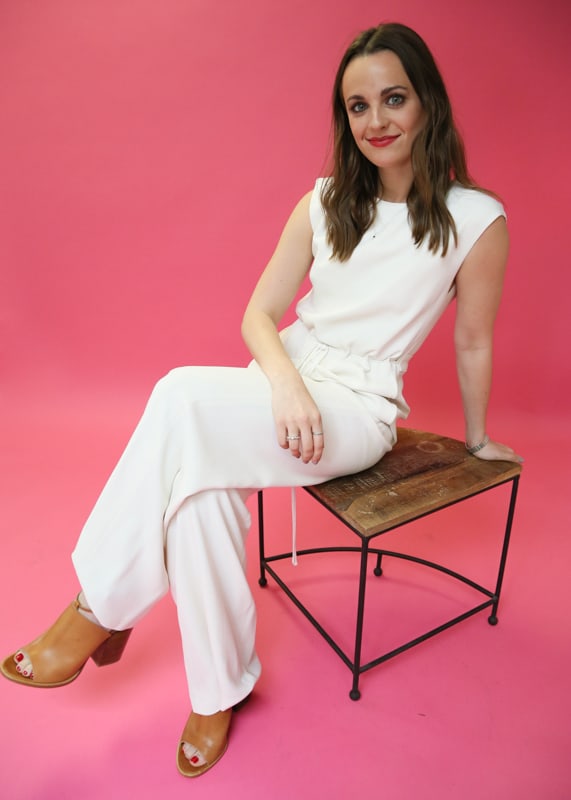 Maura wears Maiyet's Drawstring Waist Jumpsuit in Cream. Photo: Nina Frazier Hansen/Fashionista