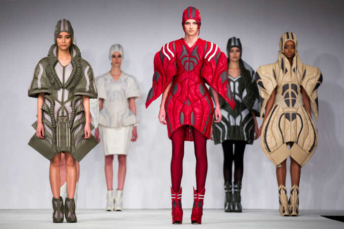Models walk the runway wearing designs by Daichi Toyawa from Bunka College of Fashion at Graduate Fashion Week 2014 in London. Photo: Tristan Fewings/Getty Images