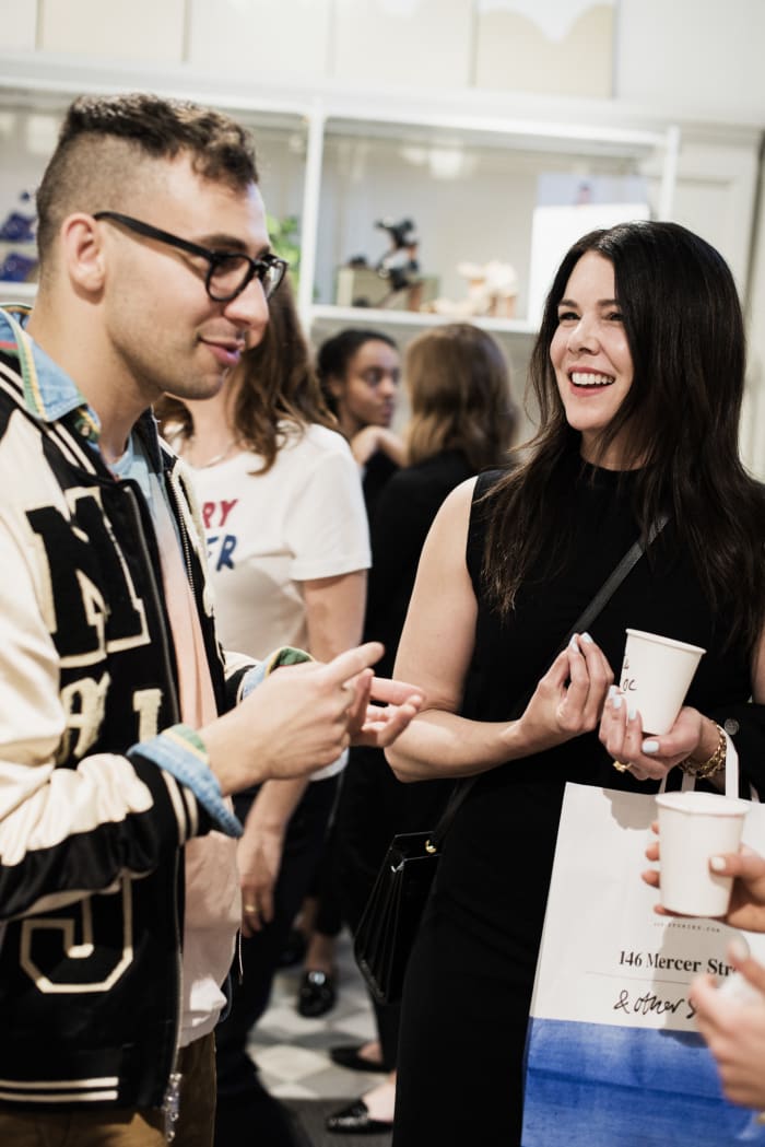 Jack Antonoff and Lorelai Gilmore sharing a moment at the Rachel Antonoff x & Other Stories Launch. Photo: & Other Stories
