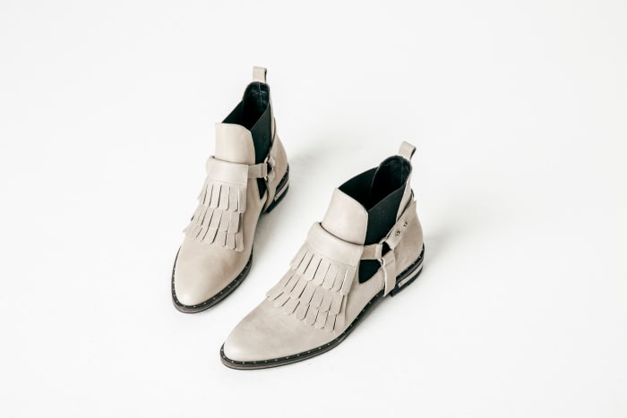 Fringe Chelsea ankle boot from the spring 2015 collection. Photo: Freda Salvador