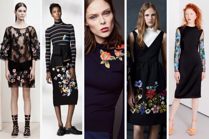 From left to right: Suno, Preen by Thornton Bregazzi, Zac Posen, Erdem and Jonathan Saunders. Photos: Courtesy