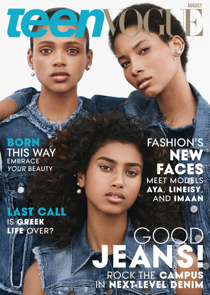 Aya Jones, Lineisy Montero and Imaan Hammam on the August cover of 'Teen Vogue.' Photo: Teen Vogue