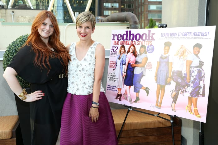 Winner Buzan with Redbook editor-in-chief Meredith Rollins, recycling a Ted Baker skirt, previously worn by winner Cassie Freeman for the feature shoot. Photo: Monica Schipper