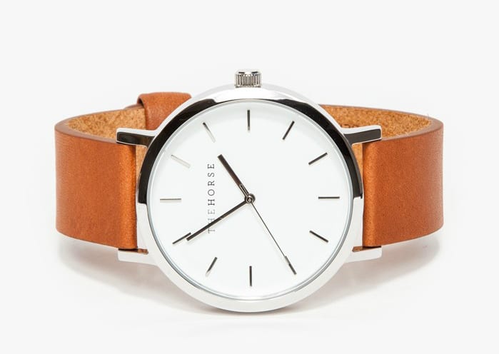 The Horse Silver/Tan Band Watch, $119, available at Need Supply.