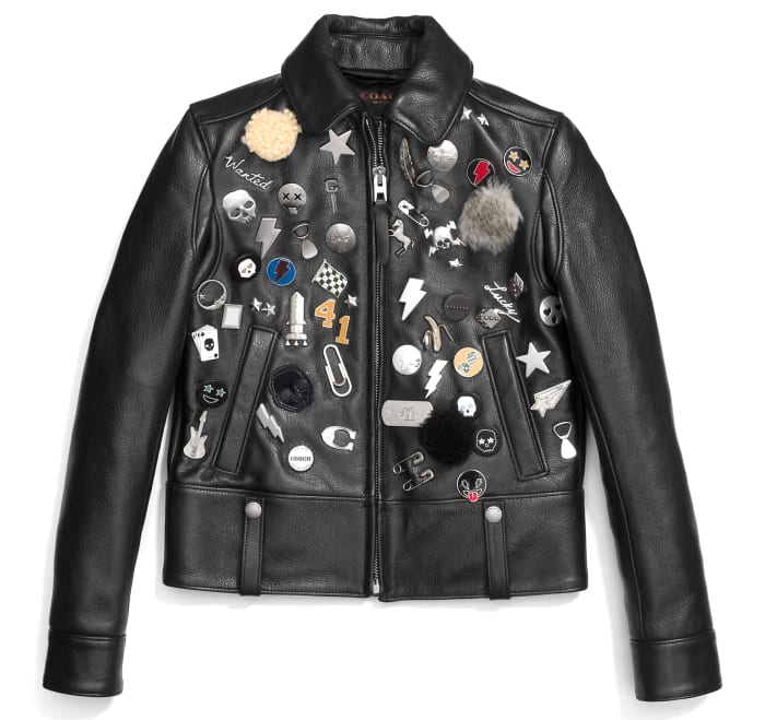 Coach embellished racer jacket, $1,550, available at Coach.