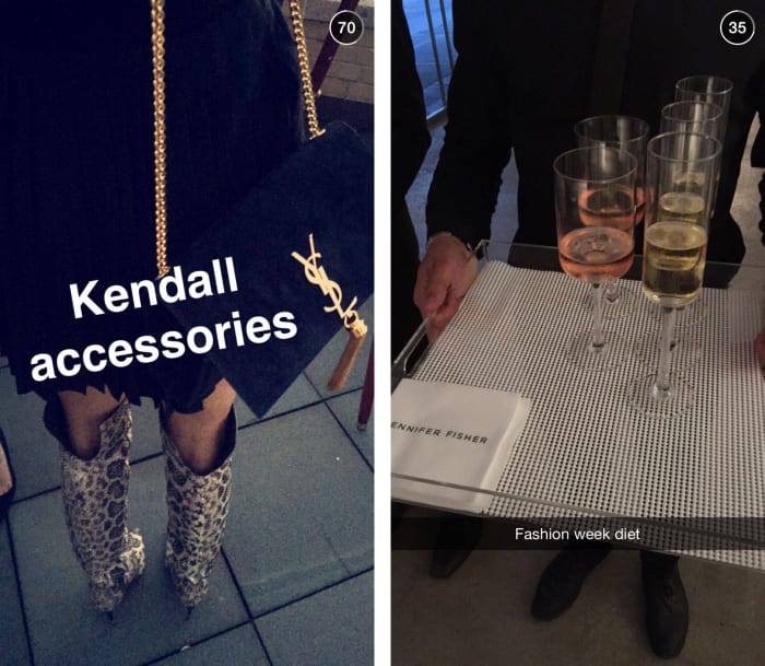 Recent snaps by Teen Vogue's Elaine Welteroth, left, and Instagram's Eva Chen, right. Photos: Snapchat/@elainewelteroth and @theevachen212