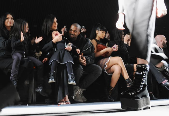 Alia Wang, Aimie Wang, Kim Kardashian, North West, Kanye West and Nicki Minaj at Alexander Wang's fall 2015 show in February. Photo: Craig Barritt/Getty Images