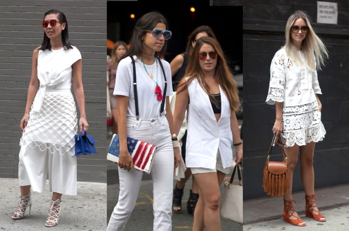 Lots of white looks on the street on day three of New York Fashion Week. Photos: Emily Malan/Fashionista
