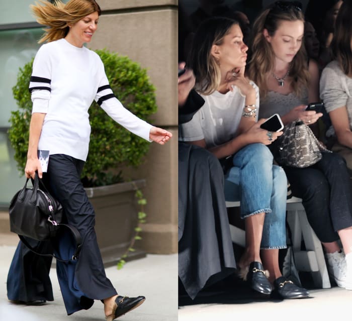 Vogue's Virginia Smith and front row at Tracy Reese. Photos: Imaxtree (left) and Brenna Weeks/Getty Images (right)