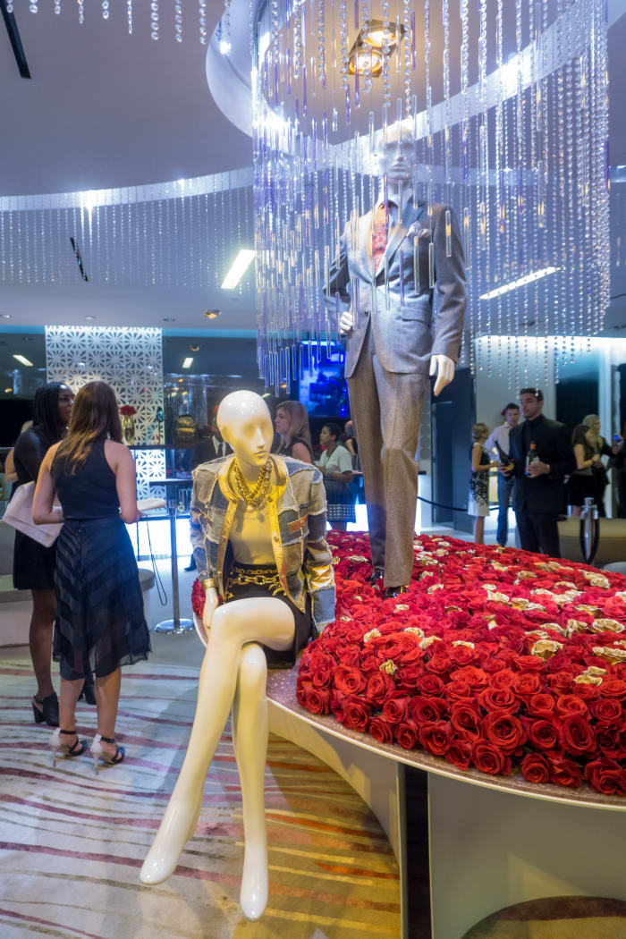 Cookie's Jeremy Scott for Moschino patchwork jacket. Photo: Steven Henry/Getty Images for Saks Fifth Avenue