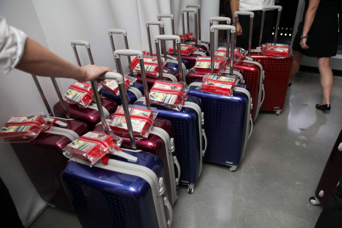 Every guest at the awards reception received a 63-pound suitcase of beauty products. Disclosure: I got one as well, and I'm sorry I'm not sorry. Photo: Allure/BFA