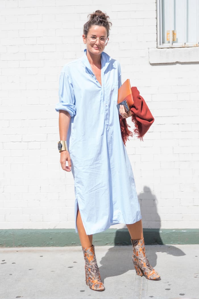 Lucy Chadwick, gallery director of Gavin Brown's Enterprise, at New York Fashion Week. Photo: KDV/Fashionista