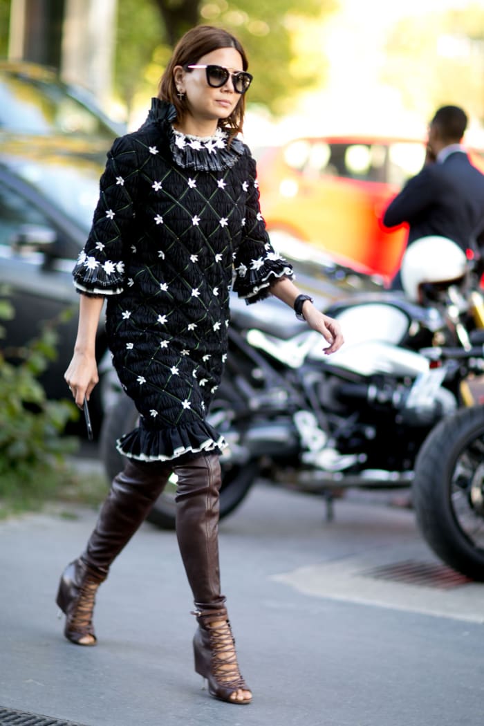 Vogue Australia Fashion Director Christine Centenera at Paris Fashion Week in Chanel. Photo: Imaxtree
