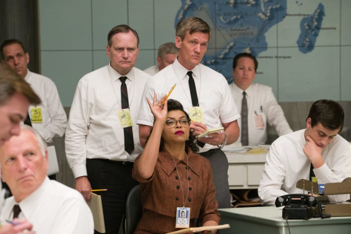 Katherine G. Johnson (Taraji P. Henson) schooling the men of NASA. Photo: Hopper Stone/20th Century Fox Film Corp.