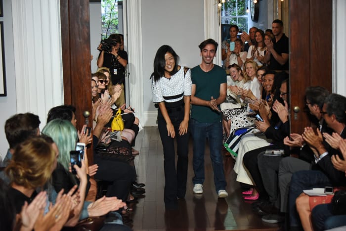 Designers Laura Kim and Fernando Garcia at Monse's spring 2016 show during New York Fashion Week. Photo: Albert Urso/Getty Images