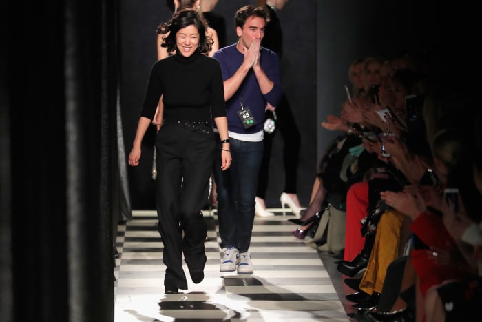 Laura Kim and Fernando Garcia at their joint Monse and Oscar de la Renta Fall 2017 runway show at New York Fashion Week. Photo: JP Yim/Getty Images