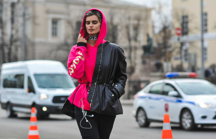 On the street in Moscow at Mercedes-Benz Fashion Week Russia. Photo: Mercedes-Benz Fashion Week Russia