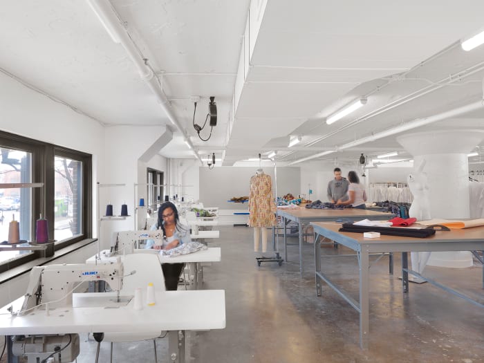 The Saint Louis Fashion Incubator's sewing area. Photo: Alise O'Brien/Courtesy of Saint Louis Fashion Incubator