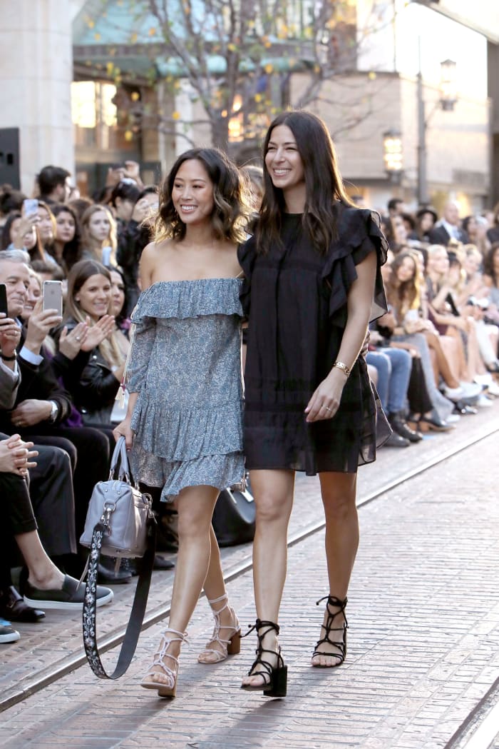 Aimee Song closing the Rebecca Minkoff fashion show in Los Angeles. Photo: Rachel Murray/Getty Images