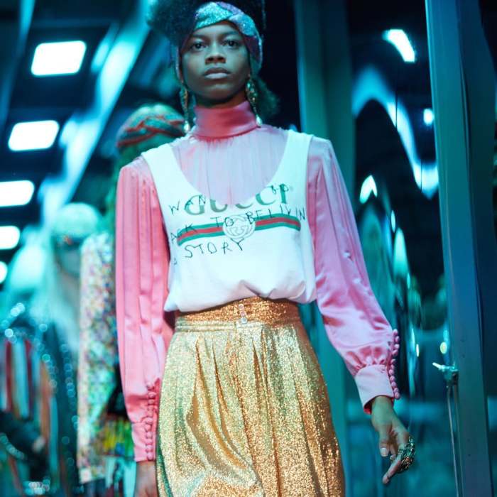 A very Gucci look in the house's Fall 2017 runway show; Gucci is owned by Kering. Photo: @kering_official/Instagram