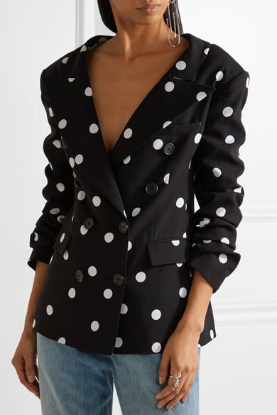 Monse ruched polka-dot silk-blend crepe blazer $2290, available at Net-a-Porter.