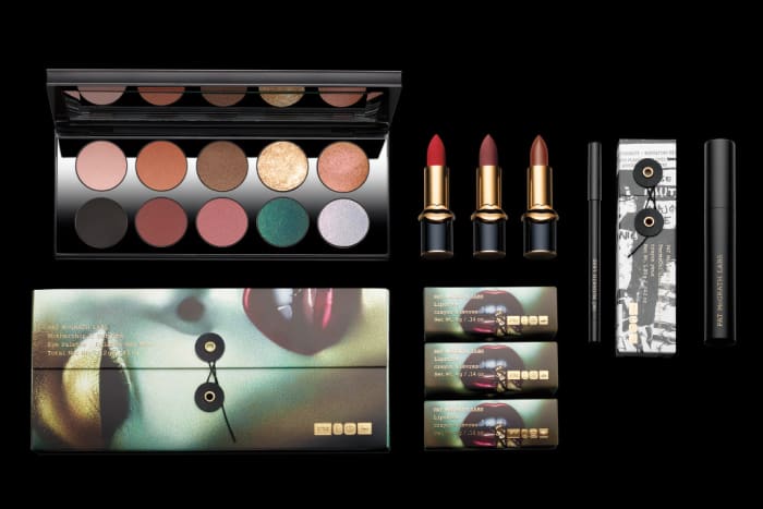 The Pat McGrath Labs Mothership II Sublime Eye Palette, LuxeTrance Lipsticks, PermaGel Ultra Glide Eye Pencil and Dark Star Mascara. Photo: courtesy