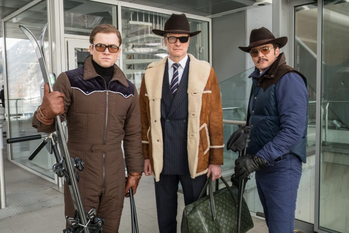 Eggsy (Taron Egerton), Harry Hart (Colin Firth) and Agent Whiskey (Pedro Pascal) in "Kingsman: The Golden Circle.' Photo: Giles Keyte/2017 Twentieth Century Fox Film Corporation