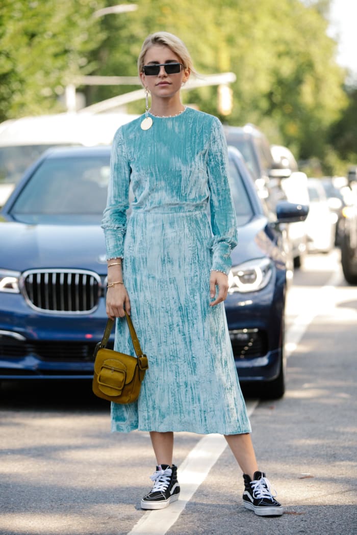 Caroline Daur on day two of New York Fashion Week Spring 2018. Photo: Angela Datre