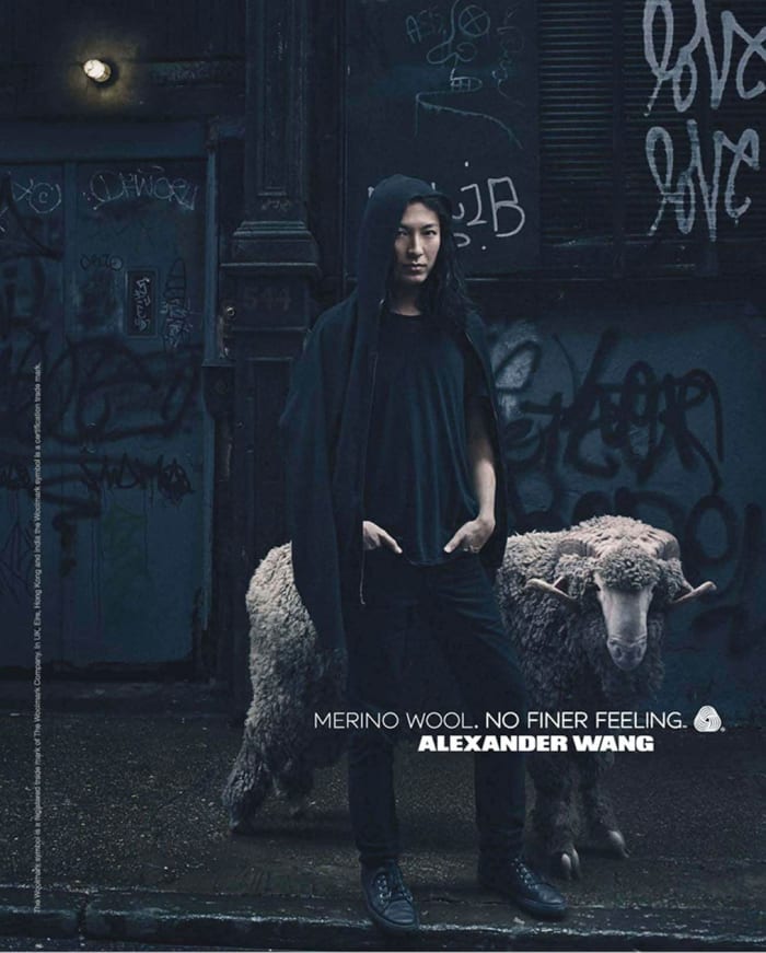 The Woolmark Company shot an ad campaign starring Alexander Wang and photographed by Annie Leibovitz in 2013. Photo: Annie Leibovitz/The Woolmark Company
