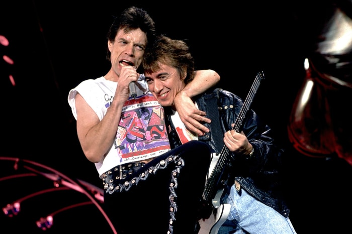 Mick Jagger and Bill Wyman on the The Rolling Stones's 1989 Steel Wheels Tour in Atlanta, Ga. Photo: Paul Natkin/WireImage