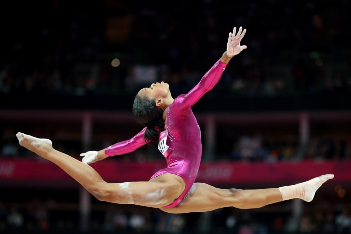Gabby Douglas competing in the individual all-around final at the London Olympic Games in 2012. Photo by Streeter Lecka/Getty Images