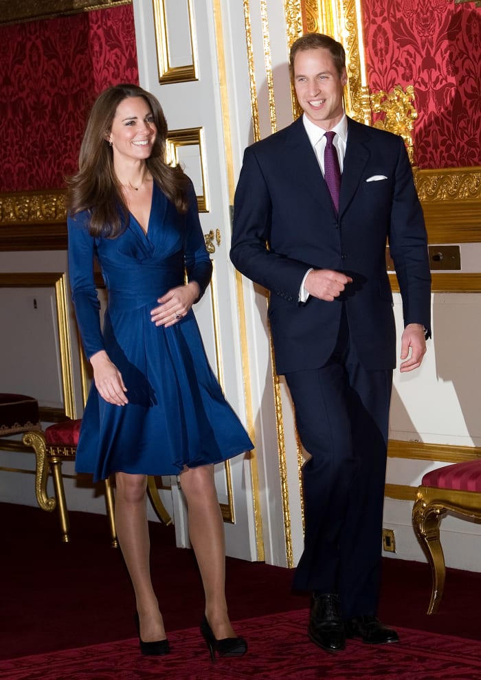 Kate Middleton and Prince William at their official engagement announcement in London on November 16, 2010. Photo: Samir Hussein/Getty Images