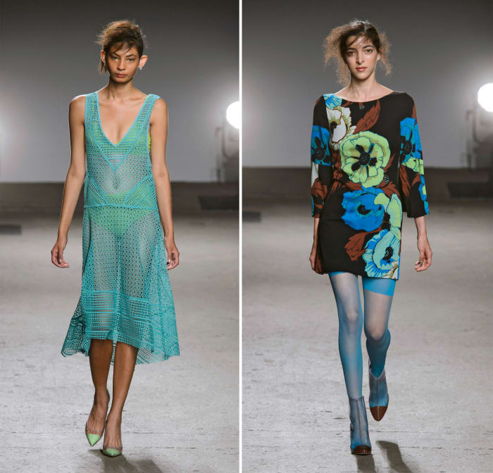 Commando custom bralette and briefs (left) and sheer hosiery (right) for Tracy Reese spring 2016. Photos: Imaxtree