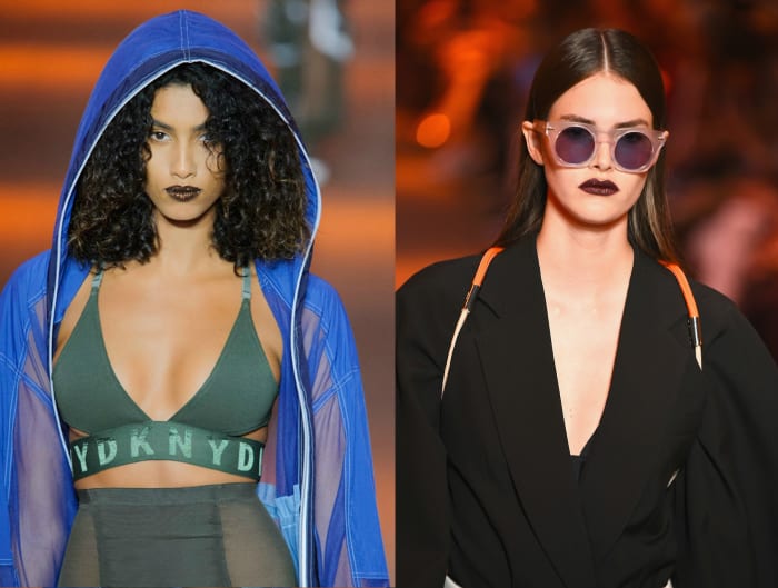 Imaan Hammam and Vanessa Moody on the runway at DKNY spring 2017. Photos: Imaxtree, Albert Urso/Getty Images