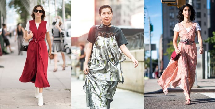 Alexa Chung in Proenza Schouler, Liz Uy in Kaelen and Caroline Issa. Photos: Timur Emek/Getty Images, Daniel Zuchnik/Getty Images, Imaxtree