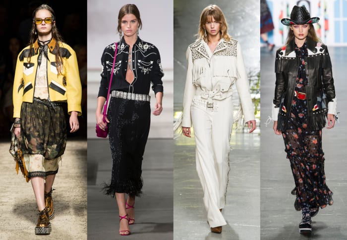 From left to right: Coach, Ralph Lauren (showing its September collection), Rodarte, Anna Sui. Photos: Imaxtree