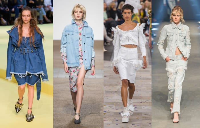 Looks from L-R: Marques'Almeida, Topshop Unique, Preen by Thornton Bregazzi and Versus. Photos: Imaxtree