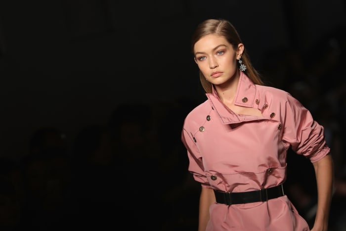 Gigi Hadid at Bottega Veneta's spring 2017 show during Milan Fashion Week. Photo: Vittorio Zunino Celotto/Getty Images