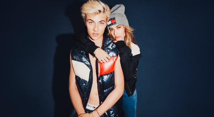 Lucky Blue Smith and Hailey Baldwin in Tommy Jeans's fall 2016 campaign. Photo: Courtesy of Tommy Hilfiger