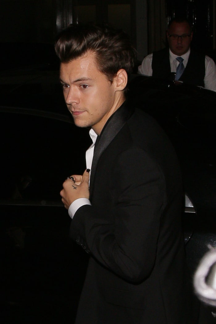 Harry Styles outside the "Another Man" launch on Thursday in London. Photo: Mark Robert Milan/GC Images
