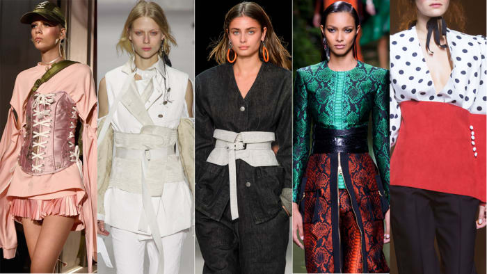 From left: Fenty Puma by Rihanna, Ann Demeulemeester, Isabel Marant, Balmain and Jacquemus. Photos: Imaxtree