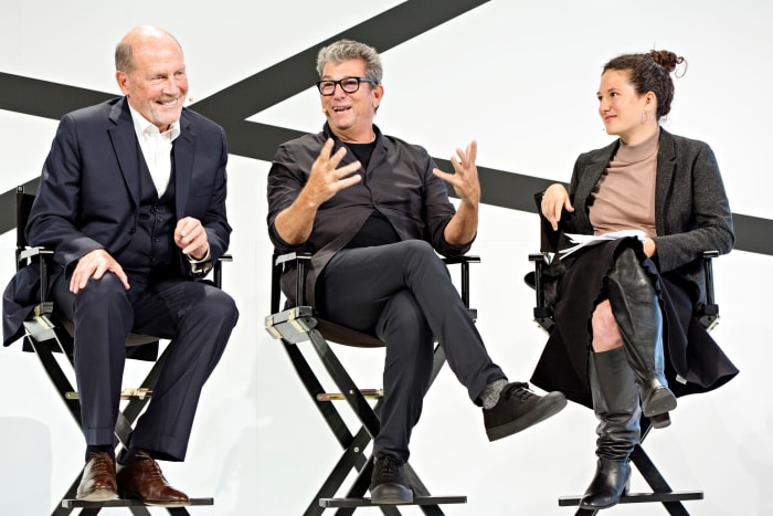 Lew Frankfort, Andrew Rosen and Lauren Sherman of 'Business of Fashion' at the 2016 Fashion Tech Forum. Photo: Fashion Tech Forum