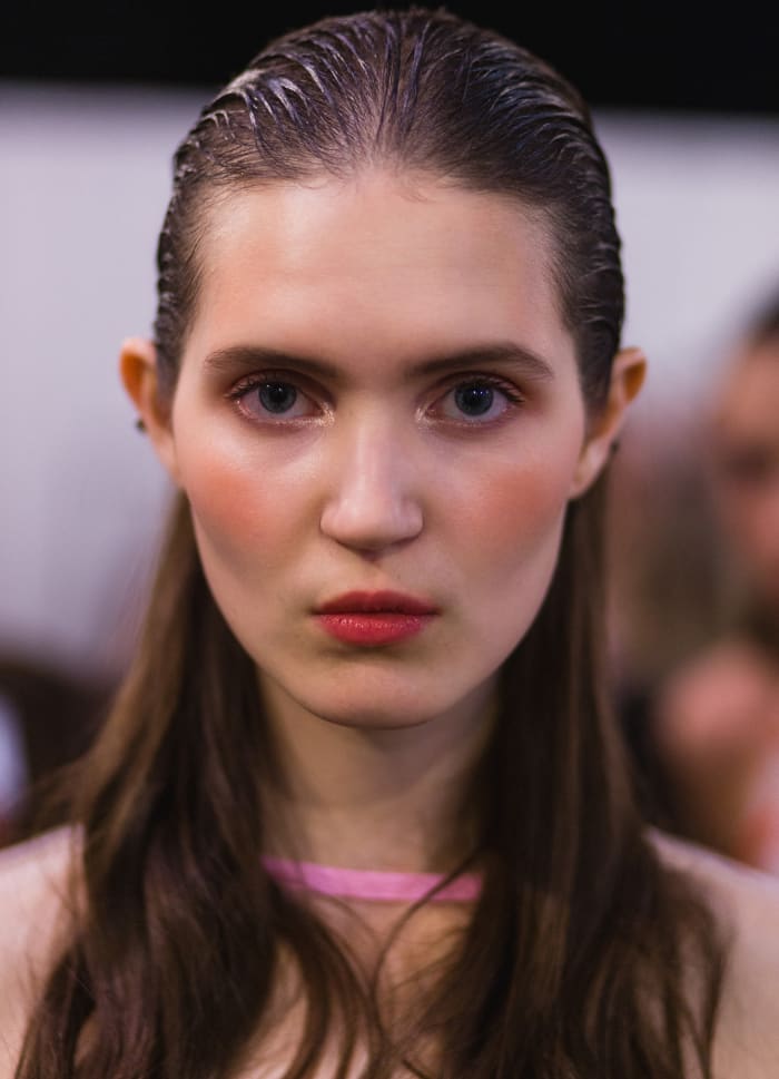 A model backstage at Yasya Minochkina's spring 2017 show during Mercedes-Benz Fashion Week Russia on Friday. Photo: Christian Vierig/Getty Images